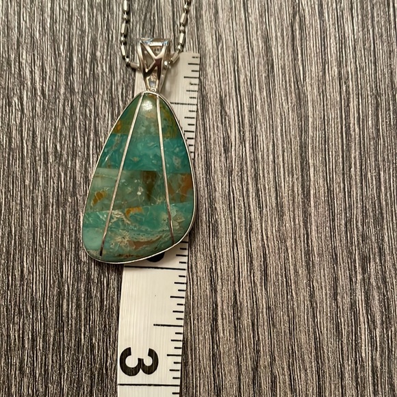 Sterling silver and turquoise necklace - Picture 7 of 10